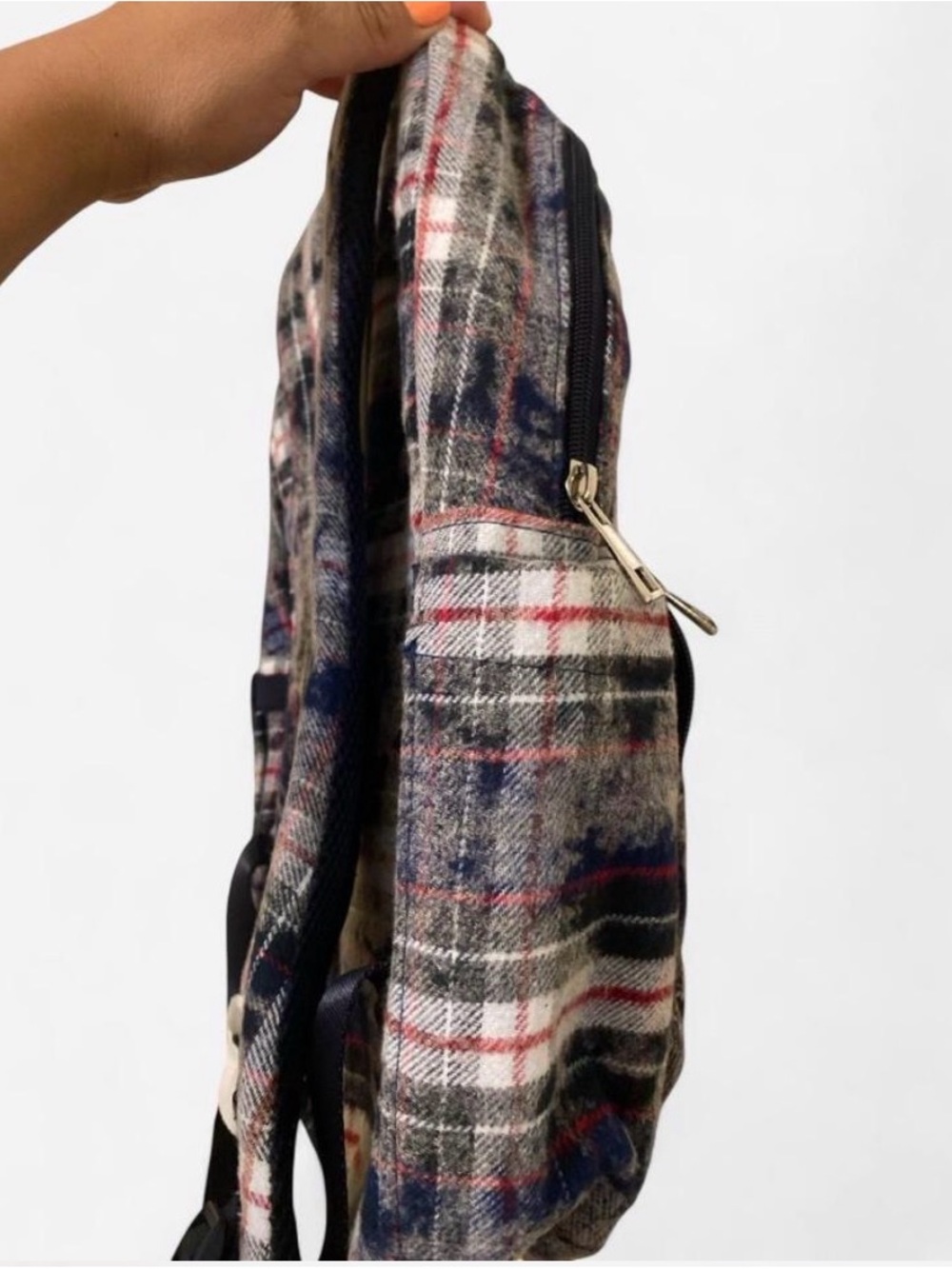 Plaid Pattern Navy/White/Red Backpack - Picture 4 of 4